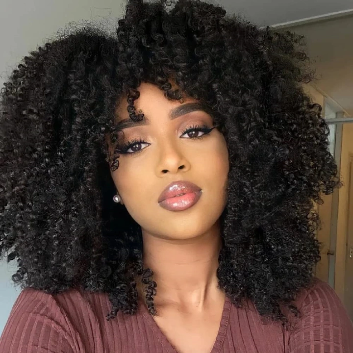16 Inch Curly Afro Wigs for Black Women Short Kinky Curly Wigs with Bangs Brown Mixed Blonde Afro Hair Cosplay Synthetic Wigs