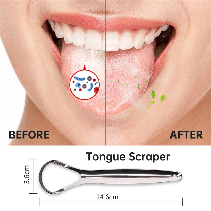 1PC Useful Tongue Scraper Stainless Steel Oral Tongue Cleaner Medical Mouth Brush Reusable Fresh Breath Maker Manual Toothbrush