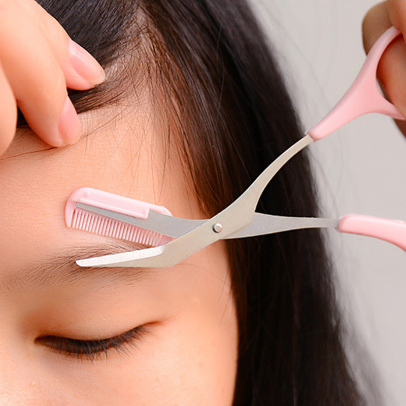 1Set New Eyebrow Trimmer Scissors with Comb Remover Makeup Tools Hair Removal Grooming Shaping Shaver Trimmer Eyelash Hair Clips