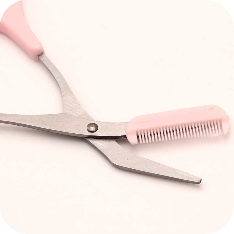 1Set New Eyebrow Trimmer Scissors with Comb Remover Makeup Tools Hair Removal Grooming Shaping Shaver Trimmer Eyelash Hair Clips view 4