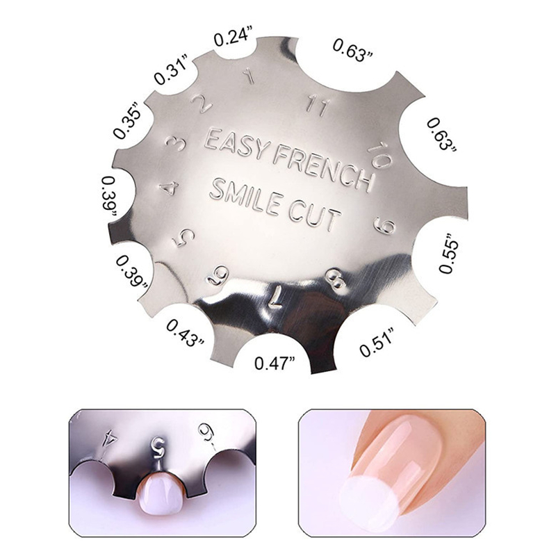 9 Sizes Easy French Smile Cut V Line almond shape Tips Manicure Edge Trimmer Nail Cutter Acrylic Pink White French Nails Tools view 3
