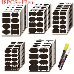 48Pcs 5cm Jar Stickers Kitchen Label Stickers Blackboard Spice Sticker Kitchen Storage Organizer Bottles Label Chalkboard Tag