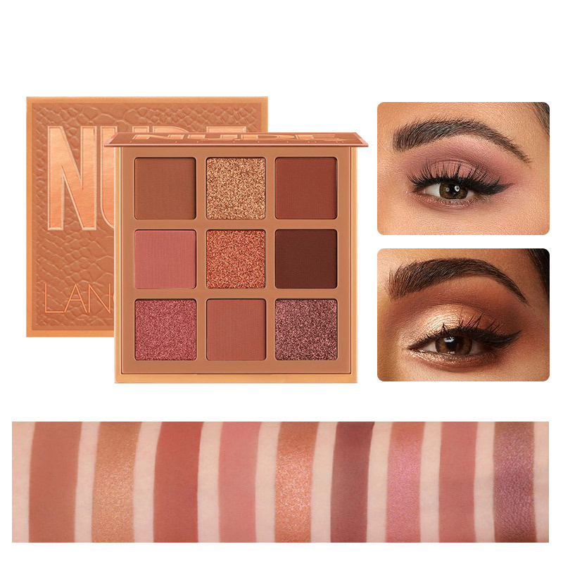 High Quality 9 Color Eyeshadow Palette Glitter Pearlescent Matte Acrylic Transparent Eye Shadow Makeup Lasting Cosmetics