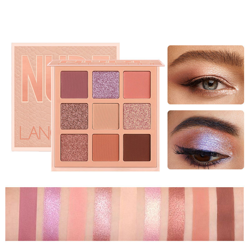 High Quality 9 Color Eyeshadow Palette Glitter Pearlescent Matte Acrylic Transparent Eye Shadow Makeup Lasting Cosmetics