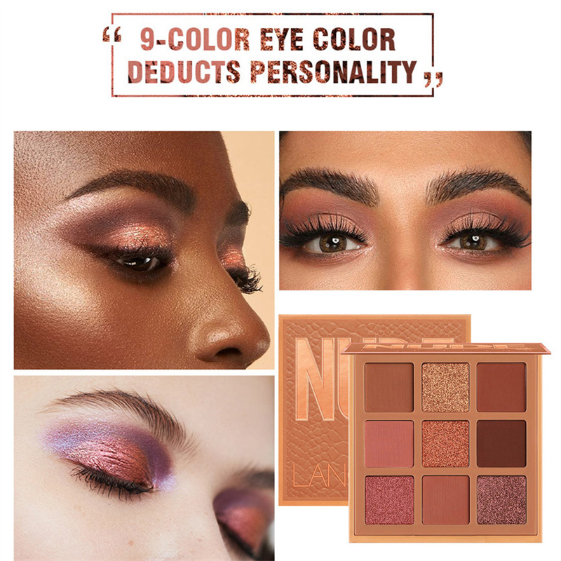 High Quality 9 Color Eyeshadow Palette Glitter Pearlescent Matte Acrylic Transparent Eye Shadow Makeup Lasting Cosmetics