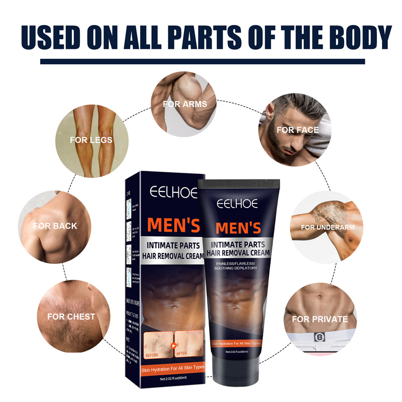 Effective Men Painless Depilatory Cream Hair Removal Cream for Removal Armpit Legs Hair Nourishing Repair Body Care Shaving 60ml