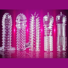 5pcs Pack Penis Sleeves Cock Enlarger Extender Delayed Ring Silicone Condom Sex Toys for Men