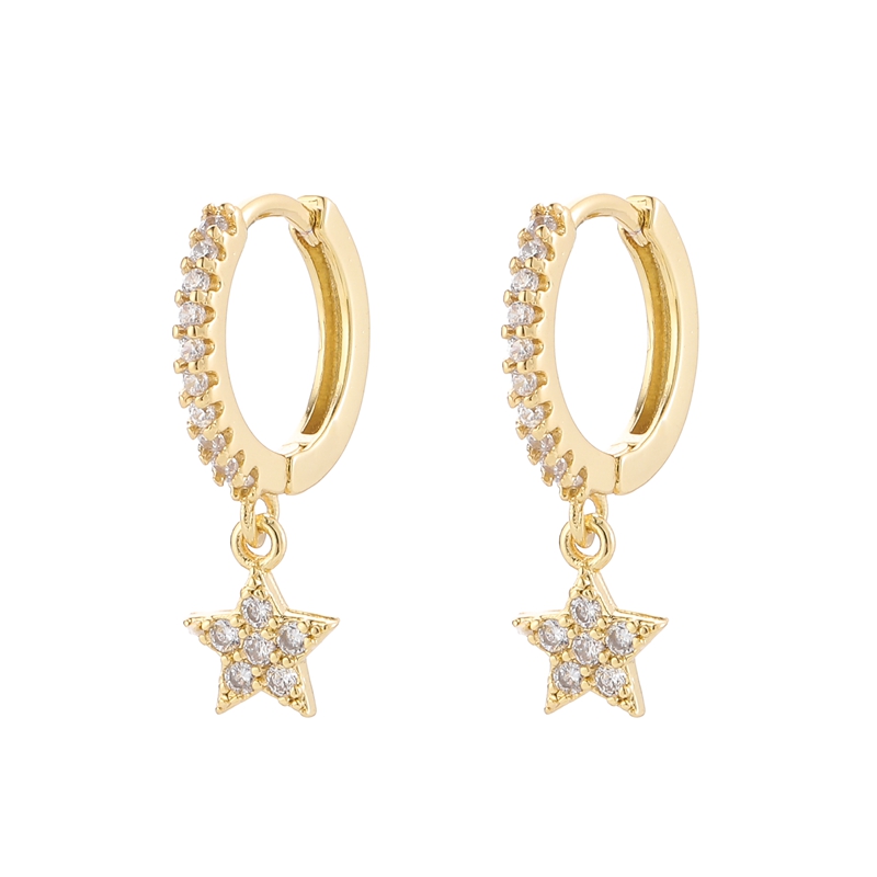 Zircon Star Earring 925 Sterling Silver Earring for Women Korean INS Hoop Earrings Wedding Jewelry Pendientes Brincos