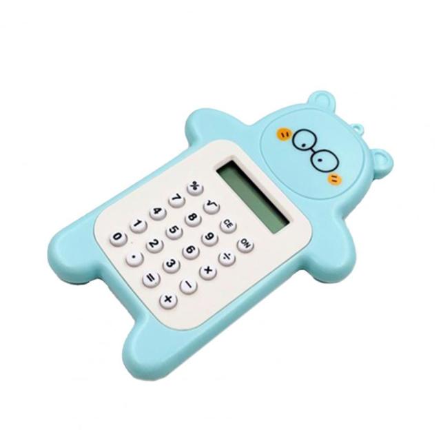 Electronic Calculator Adorable Bear Shape Plastic Lively Face Calculator with Hanging Hole Office Supplies