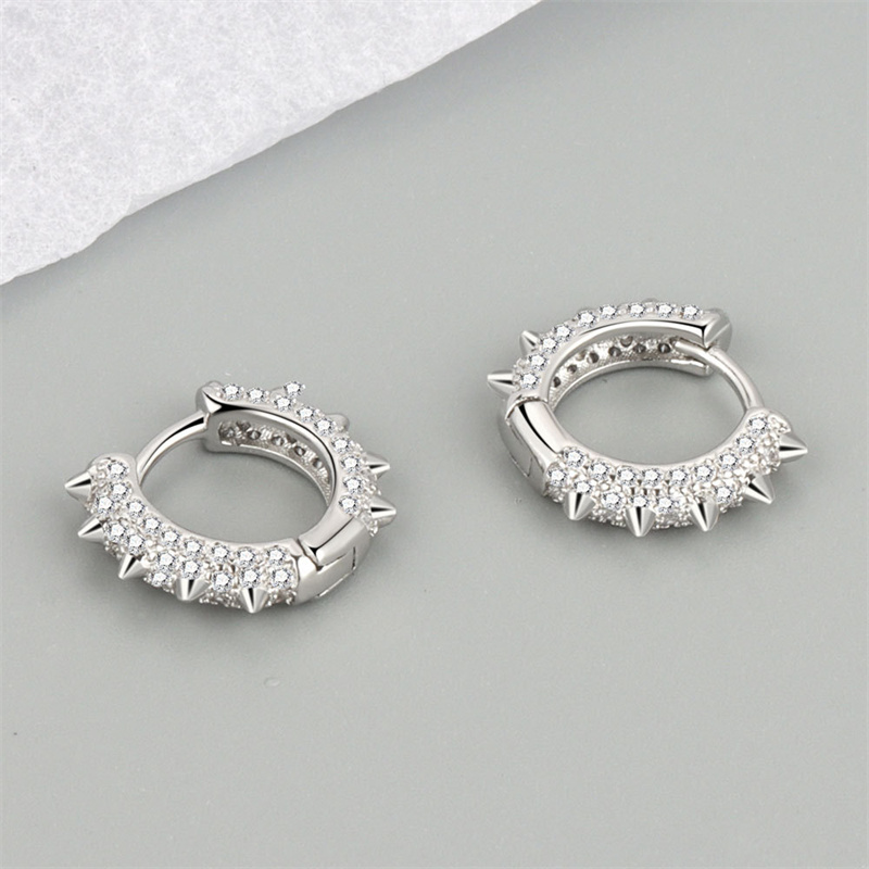 Punk Creative Design Simple Rivet Small Hoop Earrings Zircon Earring For Women Birthday Delicacy Jewelry
