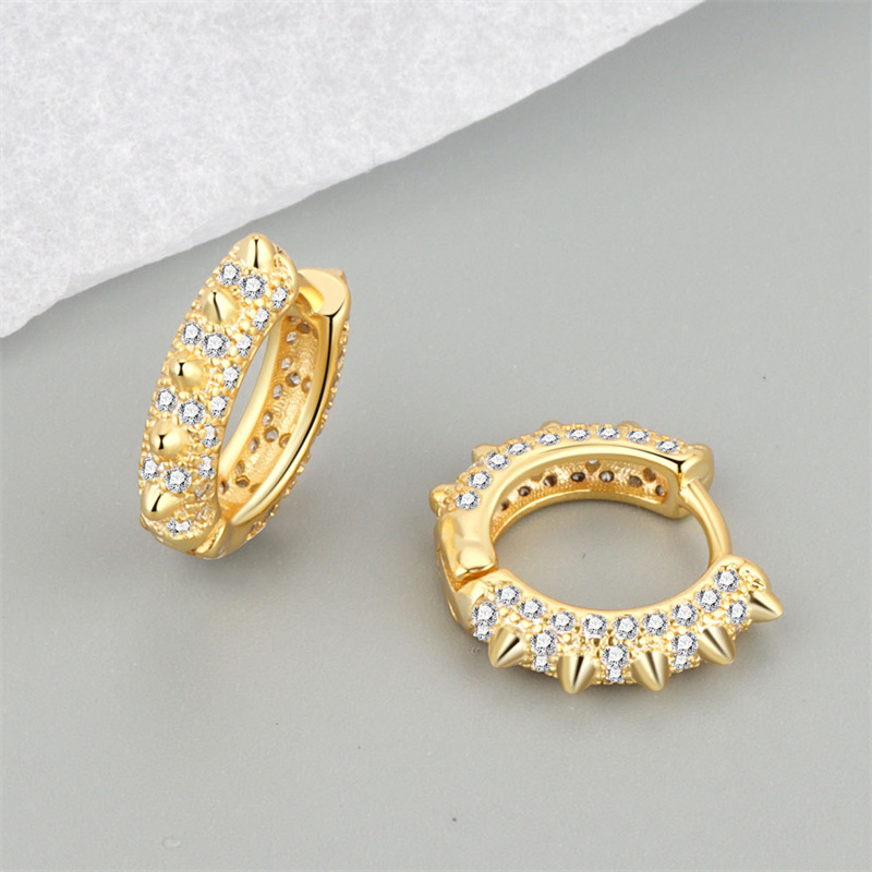 Punk Creative Design Simple Rivet Small Hoop Earrings Zircon Earring For Women Birthday Delicacy Jewelry