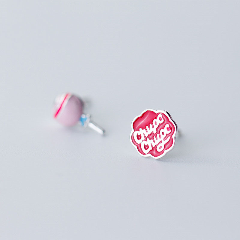 Asymmetrical Candy Flower Stud Earrings For Fashion Women Party Cute Fine Jewelry Accessories