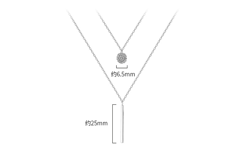 925 Sterling Silver Long Strip Flashing Diamond Round Double Necklace Ladies Clavicle Chain Exquisite Jewelry Party Wedding Acce