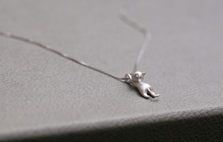 925 Sterling Silver Necklaces Cats Pendants&Necklaces Pure Sterling Silver 925 Kitty Necklace Jewelry