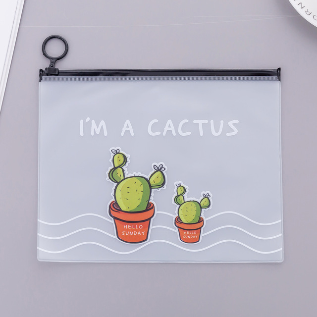 1pcs Simple Transparent Pencil Case Cactus Unicorn Leopard Office Student Pencil Cases School Opens Supplies Pen Box