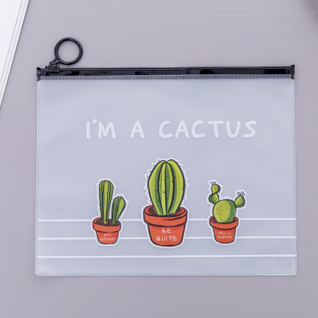 1pcs Simple Transparent Pencil Case Cactus Unicorn Leopard Office Student Pencil Cases School Opens Supplies Pen Box