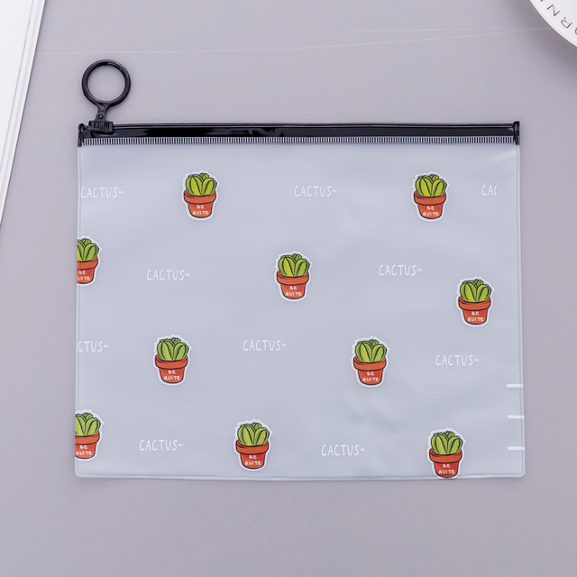 1pcs Simple Transparent Pencil Case Cactus Unicorn Leopard Office Student Pencil Cases School Opens Supplies Pen Box