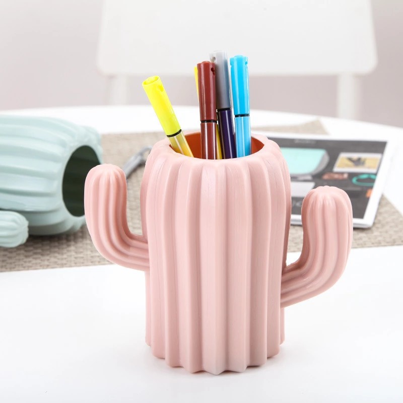 Creative Cactus Pen Holder Multifunctional Desktop Storage Makeup Brush Box Pencil Organizer Office Supplies