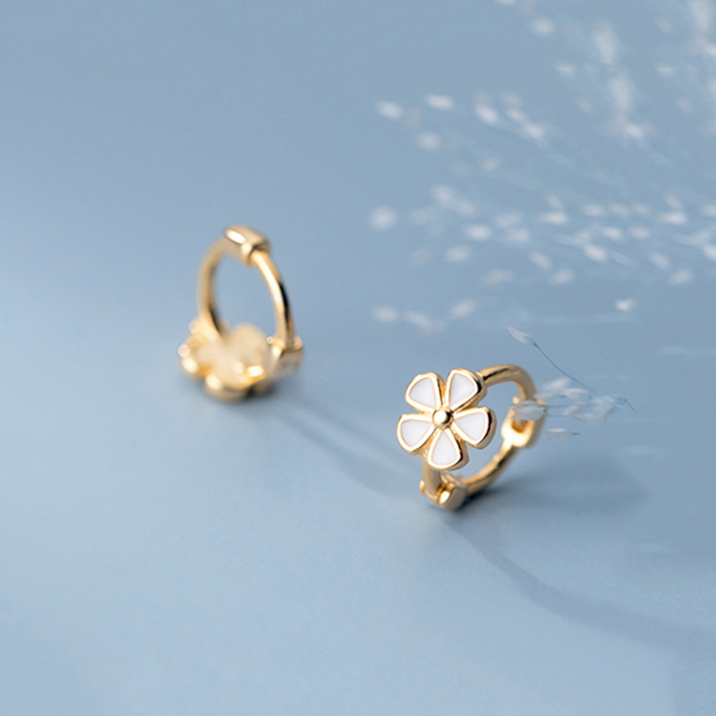 Flower Hoop Earrings For Fashion Women Minimalist Fine Jewelry Cute Plant Accessories