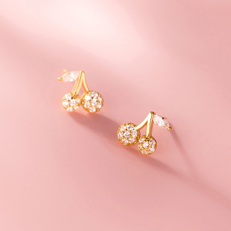 Cherry Fruits Stud Earring For Fashion Women Party Cute Fine Jewelry Accessories Gift