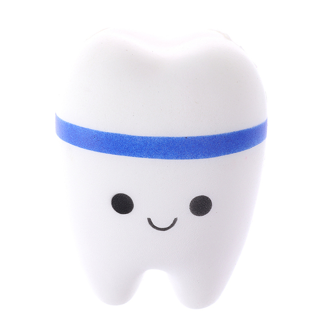 Teeth Antistress Soft Squeeze Bread Toy 1pc Rainbow Tooth Slow Rising Cartoon