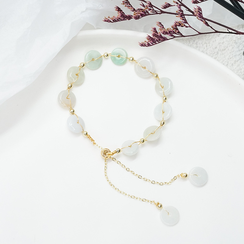 Vintage Round Lucky Jade Handmade Winding Drawable Beaded Strand Bracelets for Women Fashion Jewelry YBR360