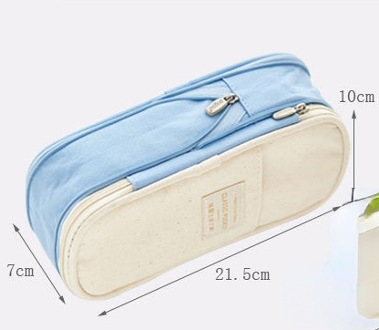 Macaron Color Canvas Pencil Case Stretch Double Layer Large Capacity Stationery Pen Box Cute Pencilcase Storge Kids School