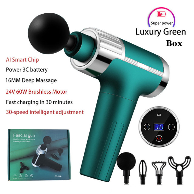 NEW 30 Gears Electric Massage Gun 60W 16MM Deep Muscle Percussion Fitness Fascia Gun Silent Muscle Body Relaxer Massager