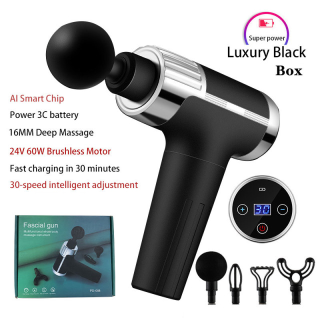 NEW 30 Gears Electric Massage Gun 60W 16MM Deep Muscle Percussion Fitness Fascia Gun Silent Muscle Body Relaxer Massager