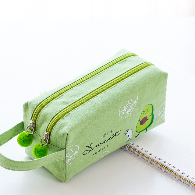Kawaii Big Pencil Case Flexible Fabric Pencil Bag Double Layer School Cute Pencil Box Stationery Gift