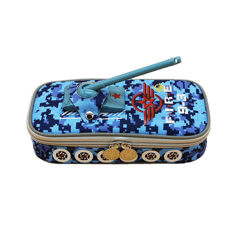 Creative Tank Camouflage Pencil Case Big Capacity Zipper Oxford Cloth Student Stationery Pen Box Child Pencil Pouch