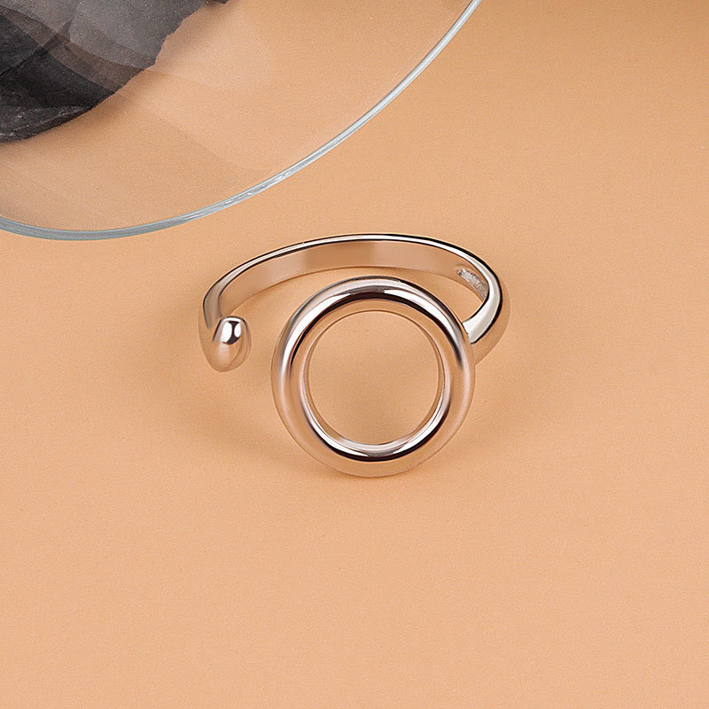 Hollow Out Geometric Round Open Adjustable Ring Simple Handmade Trendy  Fine For Woman Jewelry Gifts