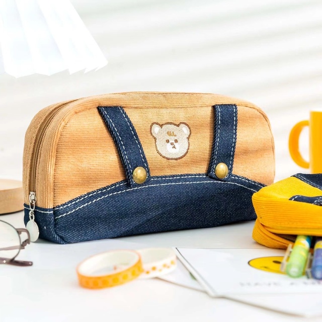 Cute Bib Chest Pencil Case High Capacity Japanese Kawaii Student Supplies Study Stationery Back To School Cute Bags Cute Case