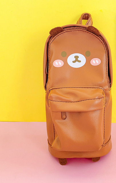 Cartoon Pencil Case Large Capacity Double Layer Mini Backpack Kawaii Stationery Bag School Gift Supplies