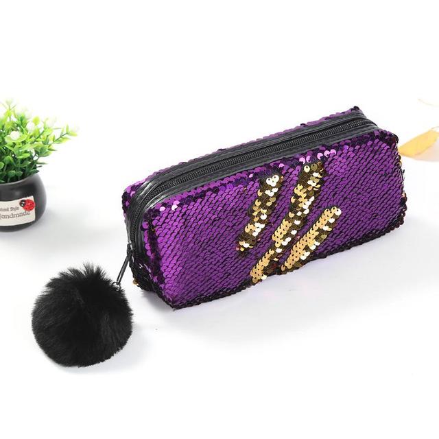 Reversible Sequin Pencil Case for Girls School Supplies Super Big Stationery Gift Magic Pencil Box Pencilcase