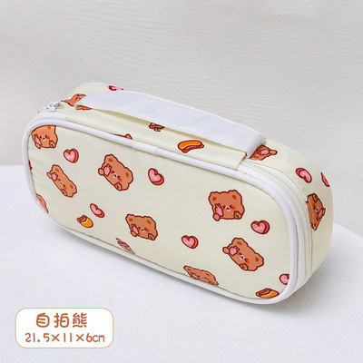 Cartoon INS wind Pen bag hand carry large capacity pencil bag girl cute cartoon student with pencil case stationery case