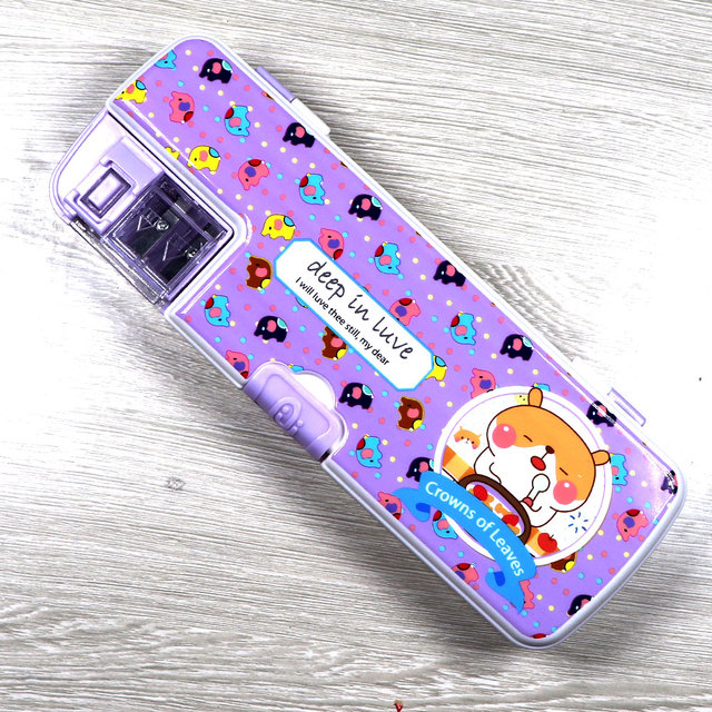 Creative multifunctional pencil case with two double-layer pencil cases with sharpeners for school children’s stationery