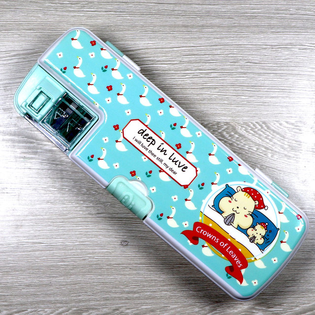 Creative multifunctional pencil case with two double-layer pencil cases with sharpeners for school children’s stationery