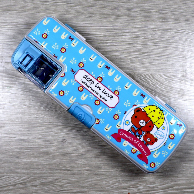 Creative multifunctional pencil case with two double-layer pencil cases with sharpeners for school children’s stationery
