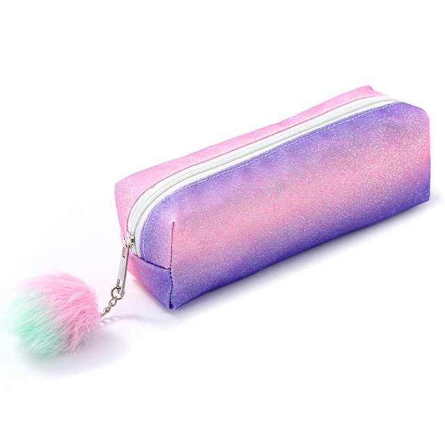 1 Pcs Rainbow Color Pencil Bag Case PET+Polyester Pen Pencil Bags For Girls Gift School Supplies Korean Stationery
