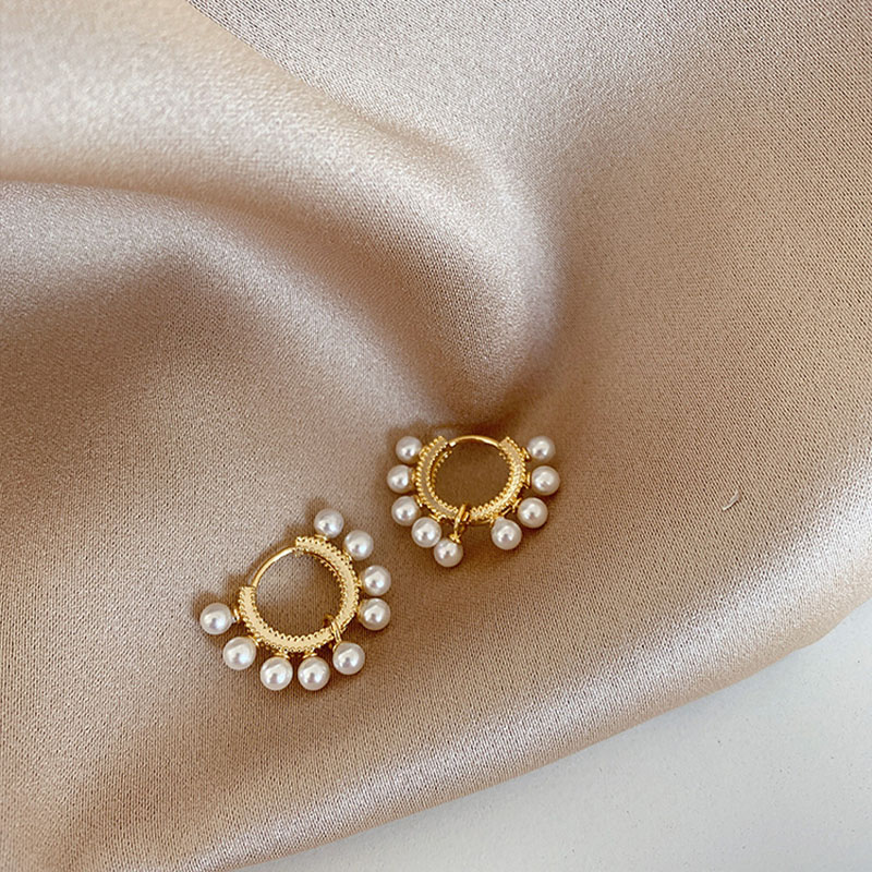 Geometric Circle Earrings Handmade Pearl Earrings Female Jewelry Wholesale