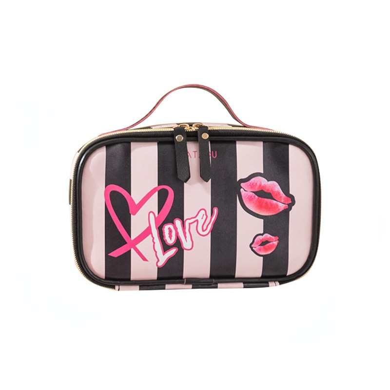 Leather Portable Women Cosmetic Bag Multifunction Travel Toiletry Storage Organize Handbag Waterproof Female Makeup Case