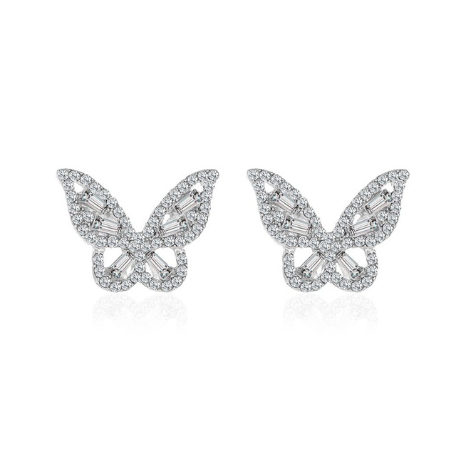 Butterfly Cubic Zircon Stud Earrings for Women Sparkling Party Jewelry Gifts Accessories