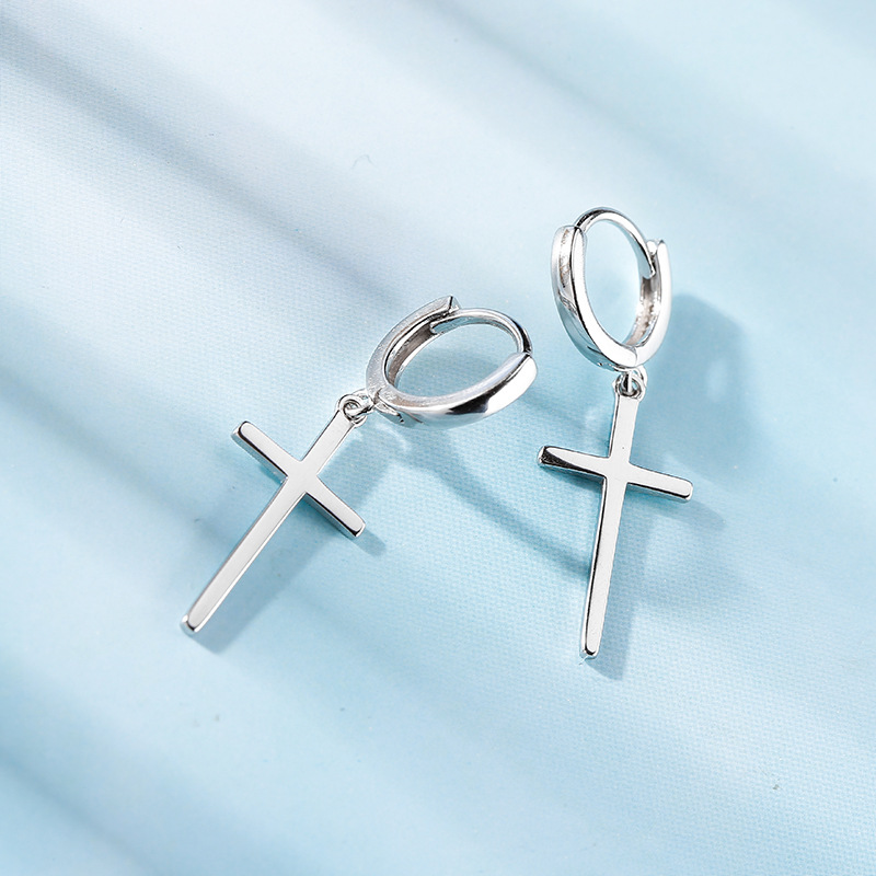 Design Cross Pendant Hoop Earring Personality Hypoallergenic Ear Jewelry For Women Men Couple Gifts