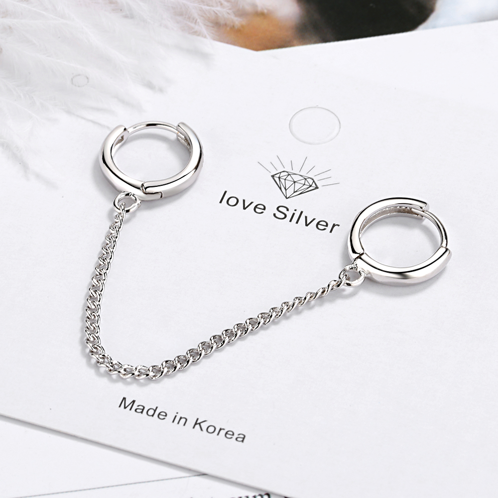 Double Ear Hole Link Chain Hoop Earring For Women Ear Jewelry Accessories Gift Wholesale