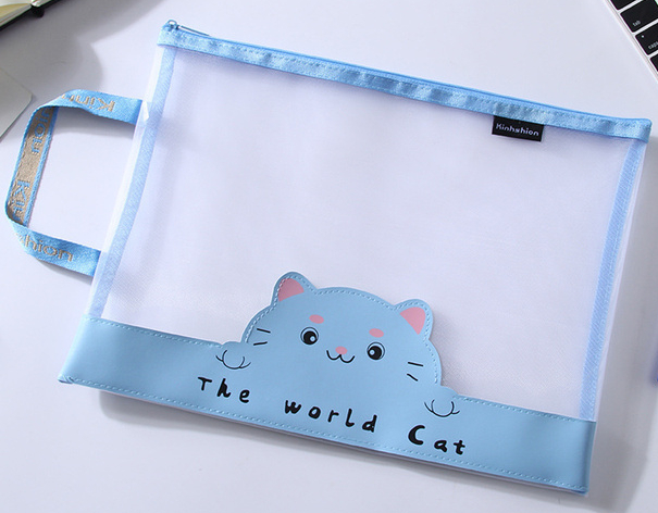 Large Capacity Pencil Case Student Examination Nylon Mesh Pen Bag File Holder Stationery Box School Supplies