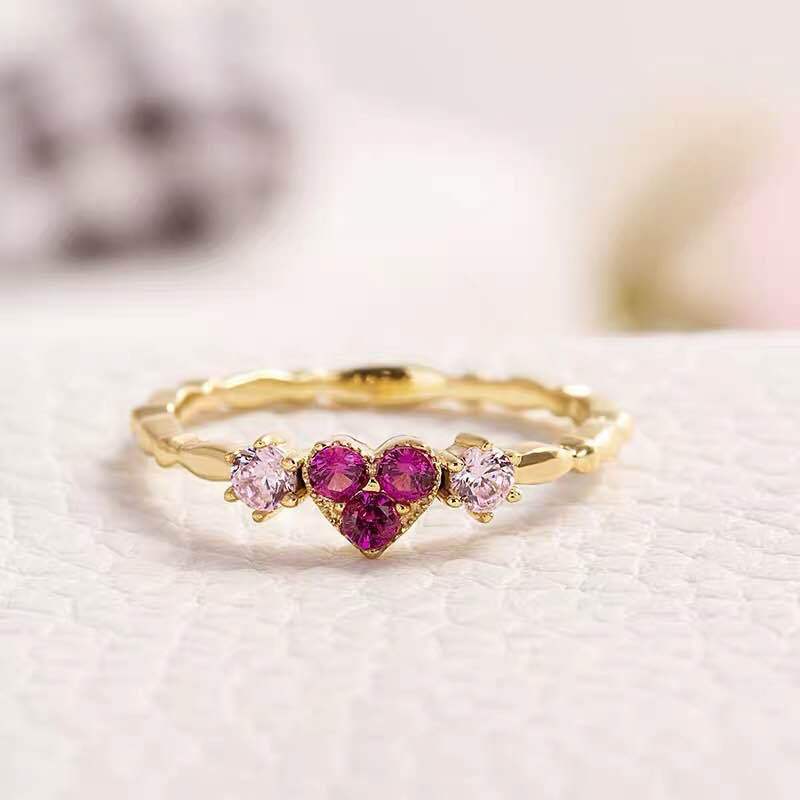 Jewelry Heart Shape Zircon Gemstone Finger Ring for Women Wedding Engagement Bridal Party Gift