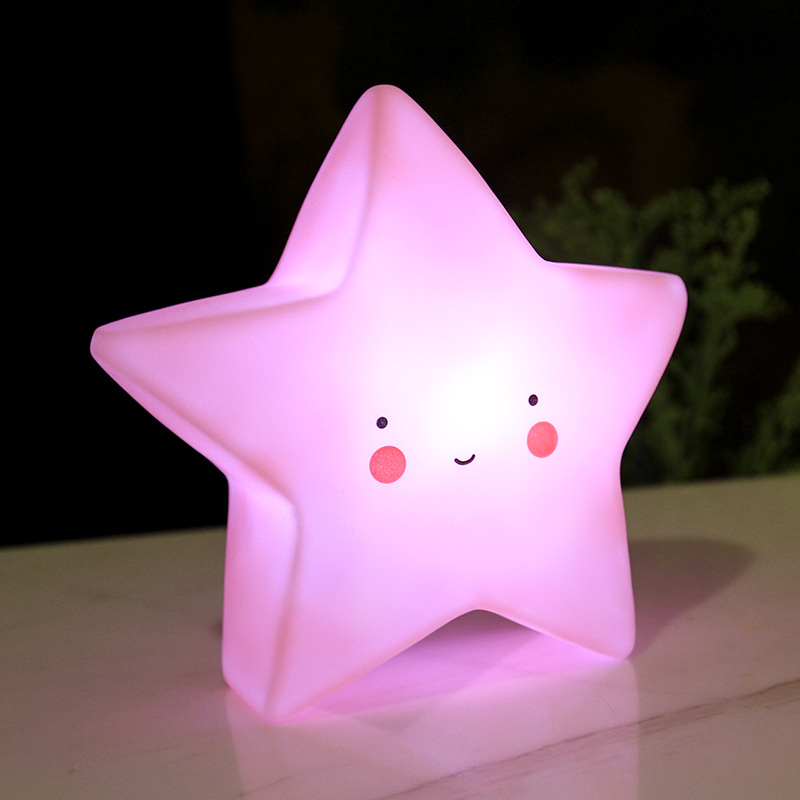 4 Colors Star LED Night Light Creative Bedroom Decoration Light Baby Feeding Lamp Bedside Night Light Children's Luminous Toy