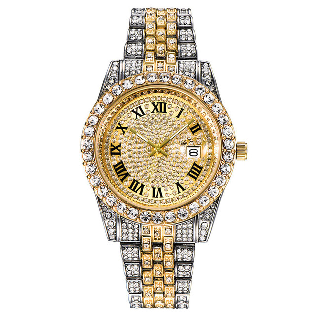 Hip Hop Men Quartz Wristwatch Diamond Watch for Men Top Brand for Men Luxury Iced Out Gold Watch