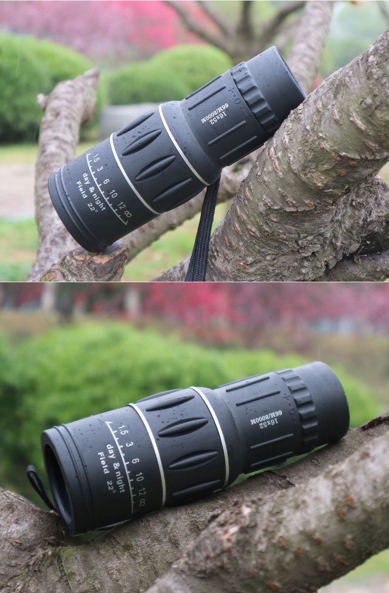 Monocular 16X52 high magnification 1652 non-infrared low light night vision full optical coating